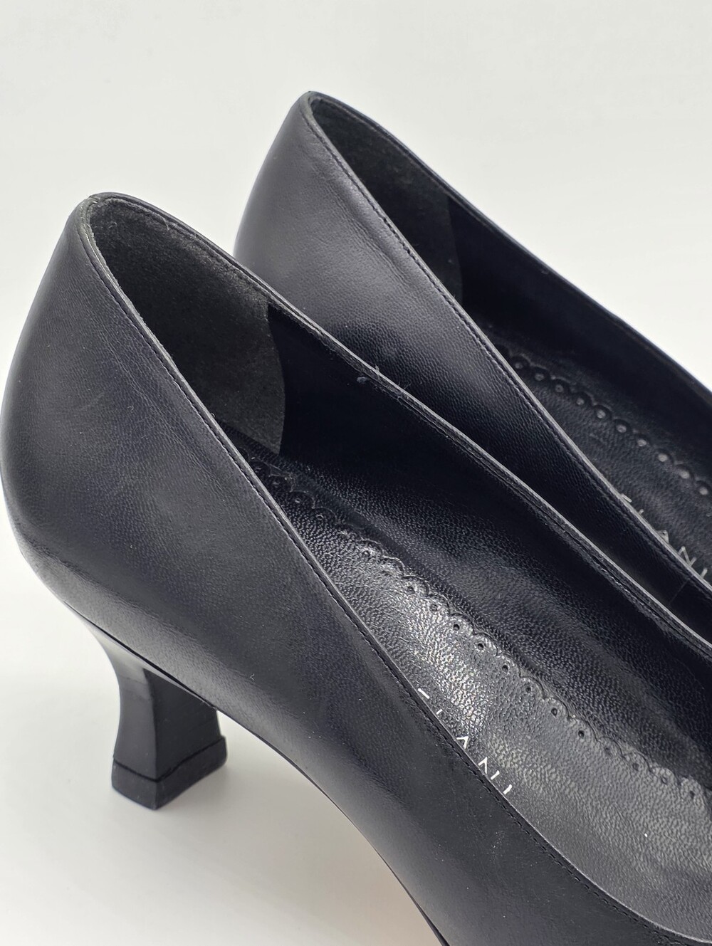 Antonio Melani Black Leather Square Toe Bow Kitten Heel Pumps Shoes Size 7.5 - Picture 7 of 16